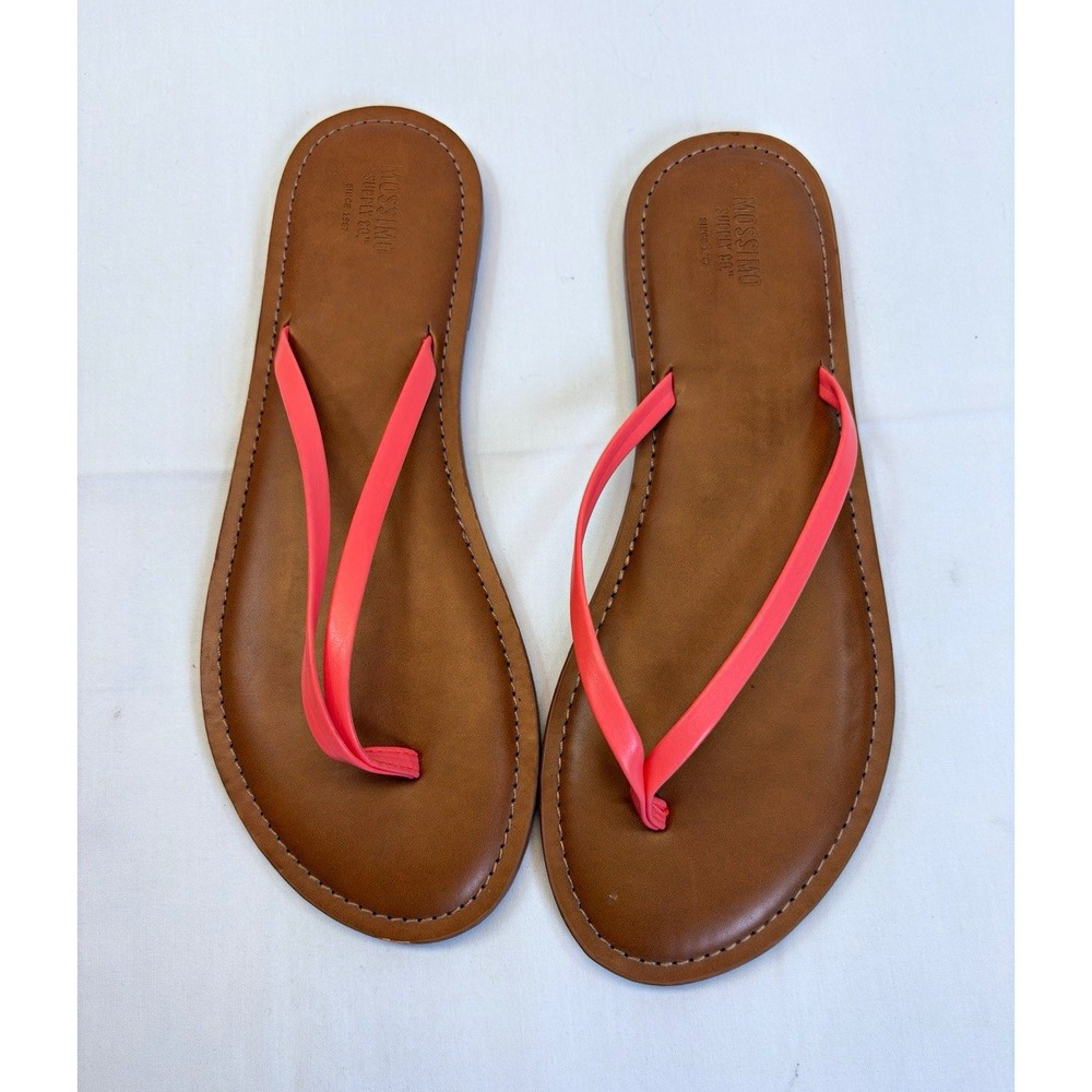 Mossimo Supply Co Women's Faux Leather Flip Flop Sandals Non-Slip Brown Pink 8